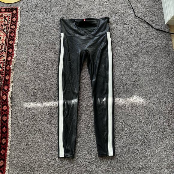 Spanx Faux Leather Stripe Leggings - Picture 1 of 8